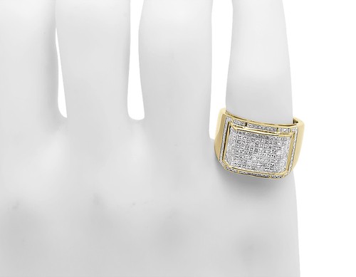 Pre-owned Jewelry Unlimited 14k Yellow Gold Mens Xl Princess Invisible Diamond Fashion Pinky Ring 2 Ct