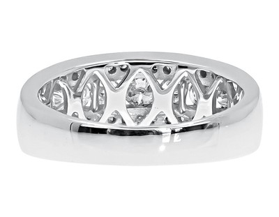 Pre-owned Jewelry Unlimited 14k White Gold Mens Three Row Round Channel Diamond 8mm Wedding Band Ring 1.1ct In H-i