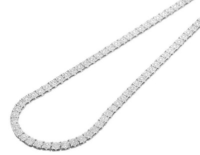 Pre-owned Jewelry Unlimited Men's 10k White Gold Real Diamond 4mm Cluster Tennis Chain Necklace 9.4 Ct 24" In Silver