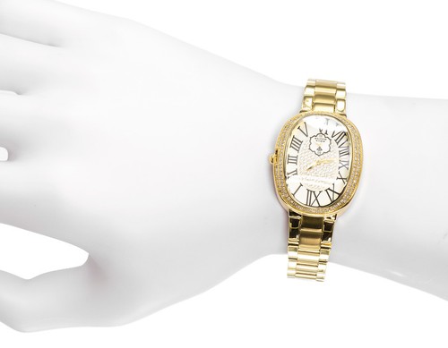 Pre-owned Aqua Master Ladies  Swiss Gold Symmetry Genuine (1.0 Ct) Diamond Watch W343 In Burly Wood