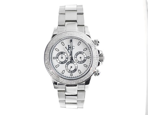 Pre-owned Techno Com By Kc Mens Ladies White Stainless Steel 41mm Techno Com Kc Daytona Diamond Watch 1ct In Silver