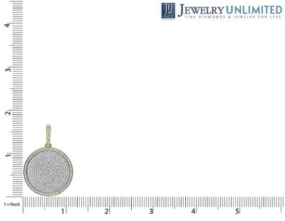 Pre-owned Jewelry Unlimited Men's 10k Yellow Gold Round Medallion Real Diamond Charm Pendant 1 Ct 1.6" In I-j