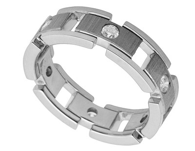 Pre-owned Jewelry Unlimited Men's 14k White Gold Genuine Diamond Solitaire Eternity Band Ring 0.50ct 7mm