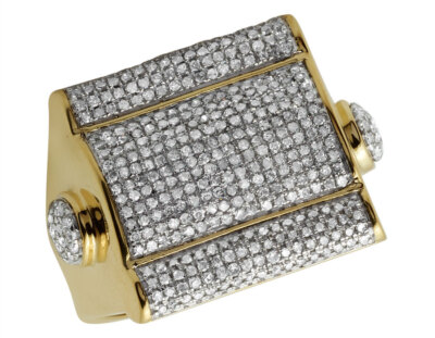 Pre-owned Jewelry Unlimited 10k Yellow Gold Men's Genuine Diamond Xl Statement Engagement Ring 1.20ct 18mm In H-i