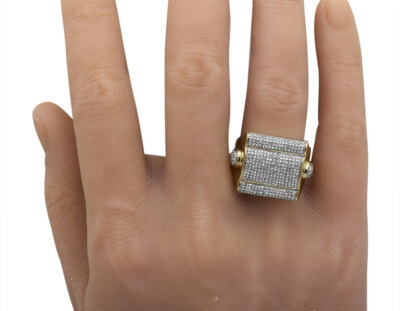 Pre-owned Jewelry Unlimited 10k Yellow Gold Men's Genuine Diamond Xl Statement Engagement Ring 1.20ct 18mm In H-i