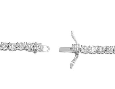 Pre-owned Jewelry Unlimited Men's 10k White Gold Real Diamond 4mm Cluster Tennis Chain Necklace 9.4 Ct 24" In Silver