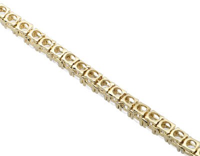 Pre-owned Jewelry Hiphop Men's Yellow Gold Sterling Silver Lab Diamond 1 Row Tennis Chain Necklace 4mm...