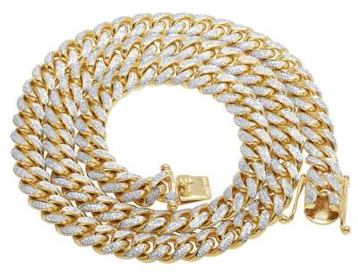 Men's Solid Yellow Gold Genuine Miami Cuban Diamond Chain