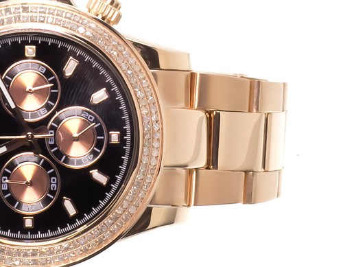 Pre-owned Techno Com By Kc Mens Ladies Rose Stainless Steel 41mm Techno Com Kc Daytona Diamond Watch 1ct In Tan