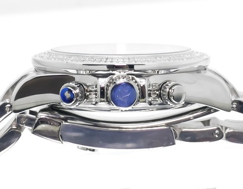 Pre-owned Techno Com By Kc Mens Ladies White Stainless Steel 41mm Techno Com Kc Daytona Diamond Watch 1ct In Silver