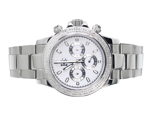 Pre-owned Techno Com By Kc Mens Ladies White Stainless Steel 41mm Techno Com Kc Daytona Diamond Watch 1ct In Silver