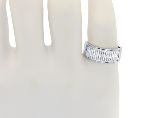 Pre-owned Jewelry Unlimited 10k White Gold Mens 6 Row Pave Genuine Diamond 9mm Fashion Band Ring (0.60 Ct) In H-i