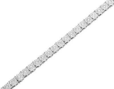 Pre-owned Jewelry Unlimited Men's 10k White Gold Real Diamond 4mm Cluster Tennis Chain Necklace 9.4 Ct 24" In Silver