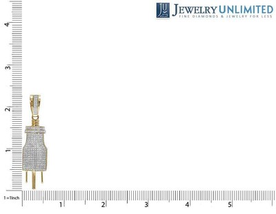 Pre-owned Jewelry Unlimited Men's Real Diamond 10k Yellow Gold Fuse Plug Charm Custom Pendant 4/5ct 2.1"