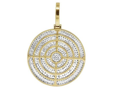 Pre-owned Jewelry Unlimited Men's 10k Yellow Gold Round Medallion Real Diamond Charm Pendant 1 Ct 1.6" In I-j