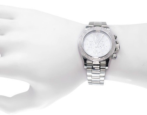 Pre-owned Techno Com By Kc Mens Ladies White Stainless Steel 41mm Techno Com Kc Daytona Diamond Watch 1ct In Silver