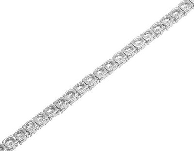 Pre-owned Jewelry Unlimited Men's 10k White Gold Real Diamond 4mm Cluster Tennis Chain Necklace 9.4 Ct 24" In Silver