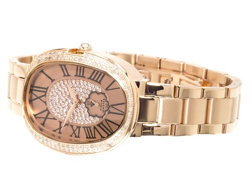 Pre-owned Aqua Master Ladies  Swiss Rose Gold Symmetry Genuine (1.0 Ct) Diamond Watch W343 In Tan