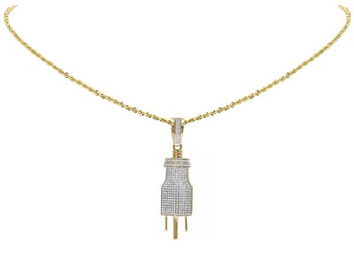Pre-owned Jewelry Unlimited Men's Real Diamond 10k Yellow Gold Fuse Plug Charm Custom Pendant 4/5ct 2.1"