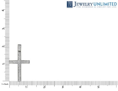 Pre-owned Jewelry Unlimited Mens 10k White Gold Pave Set Genuine Diamond Cross Charm Pendant 2.16" 1.20ct In H-i