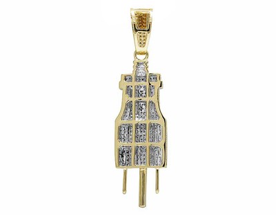 Pre-owned Jewelry Unlimited Men's Real Diamond 10k Yellow Gold Fuse Plug Charm Custom Pendant 4/5ct 2.1"