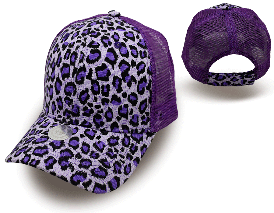LAVENDER/PURPLE MESH TRUCKER LEOPARD PRINT BASEBALL CAP FOR WOMEN GIRLS NEW HAT