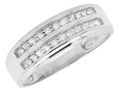 Pre-owned Jewelry Unlimited 10k White Gold Mens Channel Diamond 7mm Comfort Fit Wedding Band Ring 0.20 Ct In H-i