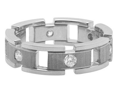 Pre-owned Jewelry Unlimited Men's 14k White Gold Genuine Diamond Solitaire Eternity Band Ring 0.50ct 7mm