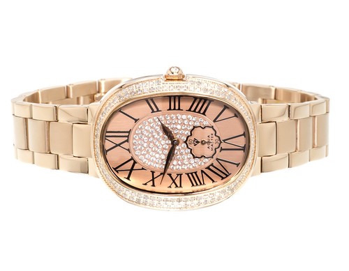 Pre-owned Aqua Master Ladies  Swiss Rose Gold Symmetry Genuine (1.0 Ct) Diamond Watch W343 In Tan