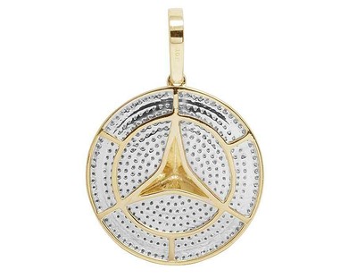 Pre-owned Jewelry Unlimited Men's 10k Yellow Gold Mercedes Medallion Genuine Diamond Pendant Charm 1 Ct 1.5" In I-j