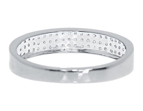 Pre-owned Jewelry Unlimited 10k White Gold Mens Three Row Pave Round Diamond 4.5mm Fashion Band Ring 0.25 Ct