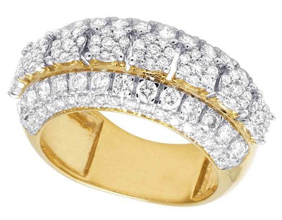 Pre-owned Jewelry Unlimited 10k Yellow Gold Real Diamond Cluster Wedding Band Ring 2.4 Ct 11mm In G-h