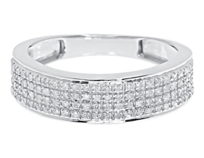 Pre-owned Jewelry Unlimited 10k White Gold Mens 6.5mm Pave Diamond Eternity Fashion Wedding Band Ring 0.4... In H-i