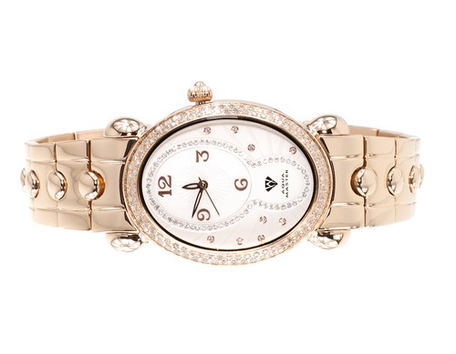 Pre-owned Aqua Master Ladies  Swiss Rose Gold Symmetry Genuine (1.0 Ct) Diamond Watch W343