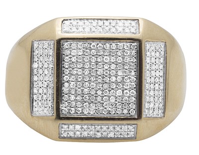 Pre-owned Jewelry Unlimited Men's 10k Yellow Gold Real Diamonds Square Pinky Engagement Ring 0.55ct 16mm In H-i