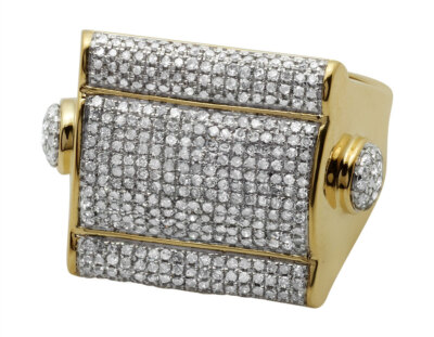 Pre-owned Jewelry Unlimited 10k Yellow Gold Men's Genuine Diamond Xl Statement Engagement Ring 1.20ct 18mm In H-i