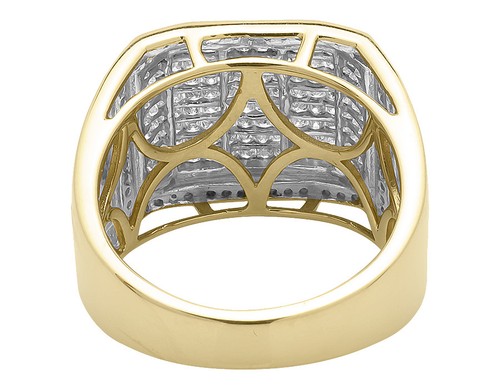 Pre-owned Jewelry Unlimited 14k Yellow Gold Mens Xl Princess Invisible Diamond Fashion Pinky Ring 2 Ct