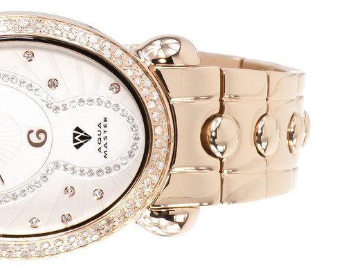 Pre-owned Aqua Master Ladies  Swiss Rose Gold Symmetry Genuine (1.0 Ct) Diamond Watch W343