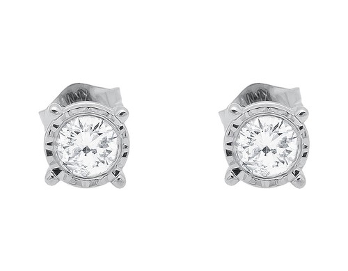 Pre-owned Jewelry Unlimited 14k White Gold Unisex Round Cut Single Stone Genuine Real Diamond Studs 0.40ct In J-k