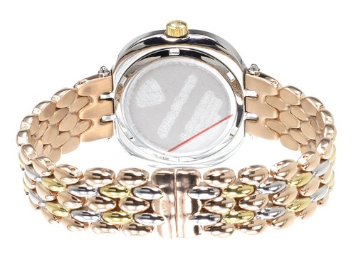 Pre-owned Aqua Master Ladies  Tri Color Stainless Steel Genuine (.85ct) Diamond Watch W342 In Tan
