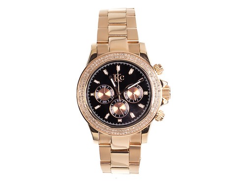 Pre-owned Techno Com By Kc Mens Ladies Rose Stainless Steel 41mm Techno Com Kc Daytona Diamond Watch 1ct In Tan