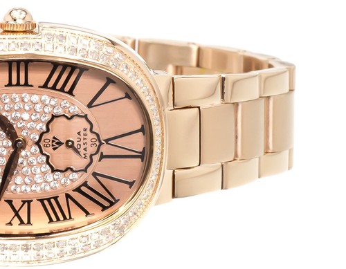 Pre-owned Aqua Master Ladies  Swiss Rose Gold Symmetry Genuine (1.0 Ct) Diamond Watch W343 In Tan