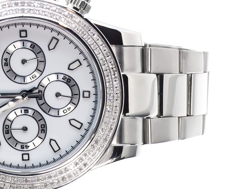 Pre-owned Techno Com By Kc Mens Ladies White Stainless Steel 41mm Techno Com Kc Daytona Diamond Watch 1ct In Silver