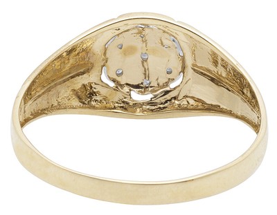 Pre-owned Jewelry Unlimited Men's 10k Yellow Gold Oval Shape Top Genuine Diamond Pinky Ring 0.25ct 16mm