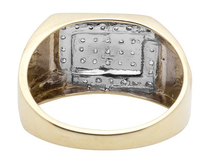 Pre-owned Jewelry Unlimited Men's 10k Yellow Gold Square Genuine Diamond Engagement Wedding Ring 0.33ct 11mm