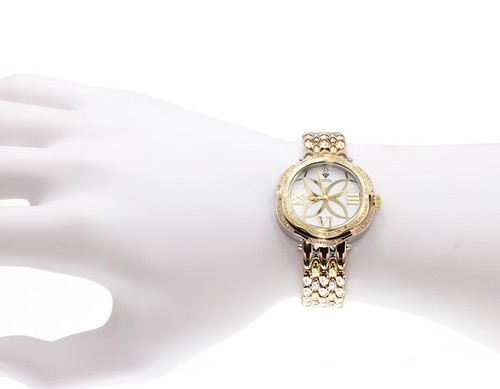 Pre-owned Aqua Master Ladies  Tri Color Stainless Steel Genuine (.85ct) Diamond Watch W342 In Tan