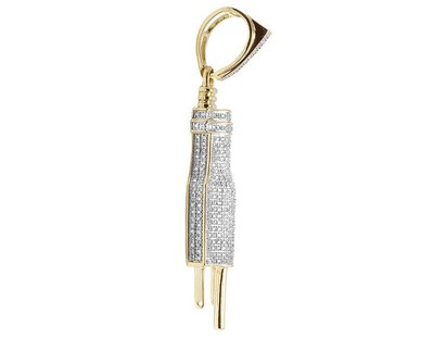 Pre-owned Jewelry Unlimited Men's Real Diamond 10k Yellow Gold Fuse Plug Charm Custom Pendant 4/5ct 2.1"