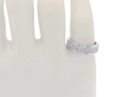 Pre-owned Jewelry Unlimited 10k White Gold Mens 6.5mm Pave Diamond Eternity Fashion Wedding Band Ring 0.4... In H-i