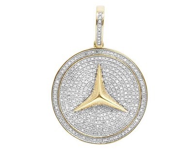 Pre-owned Jewelry Unlimited Men's 10k Yellow Gold Mercedes Medallion Genuine Diamond Pendant Charm 1 Ct 1.5" In I-j