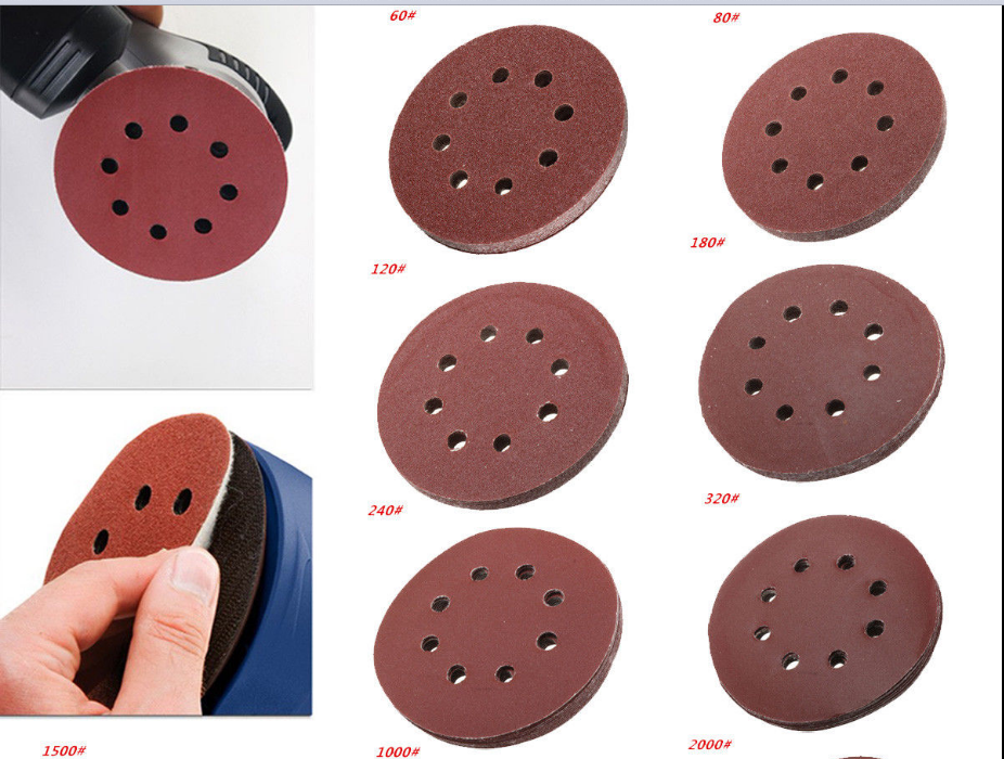 10X 5 inch 125mm Round Shaped Sanding Disc Pads 8 Hole Sandpaper 60